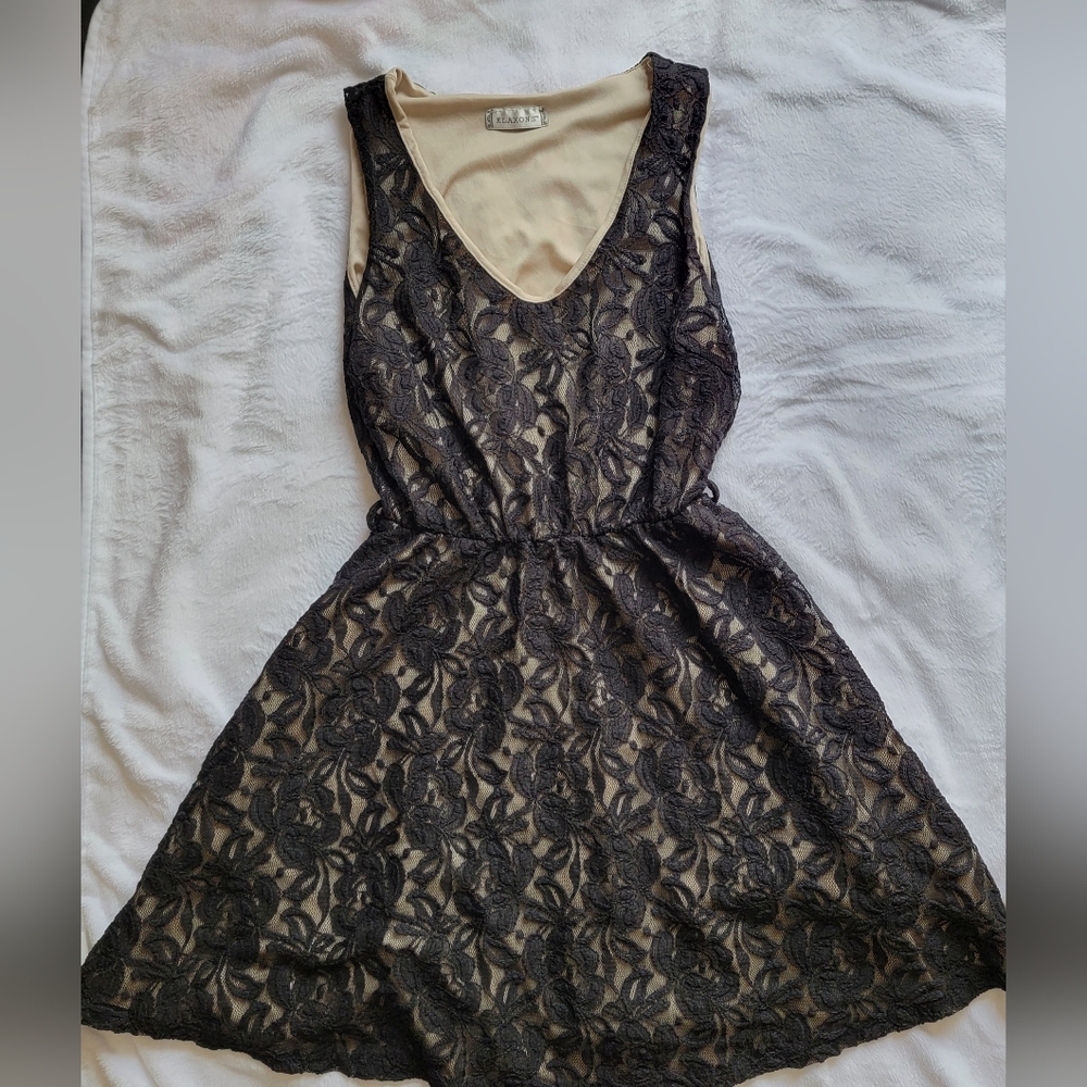 Klaxons Black Lace Floral Dress Medium